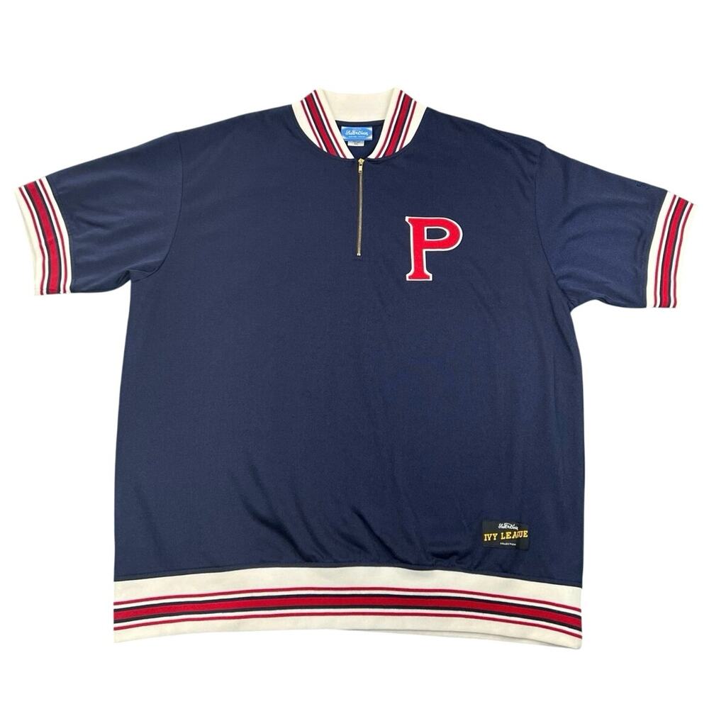 Vintage Stall & Dean Ivy League P Varsity Quarter Zip Baseball Jersey Blue 3XL